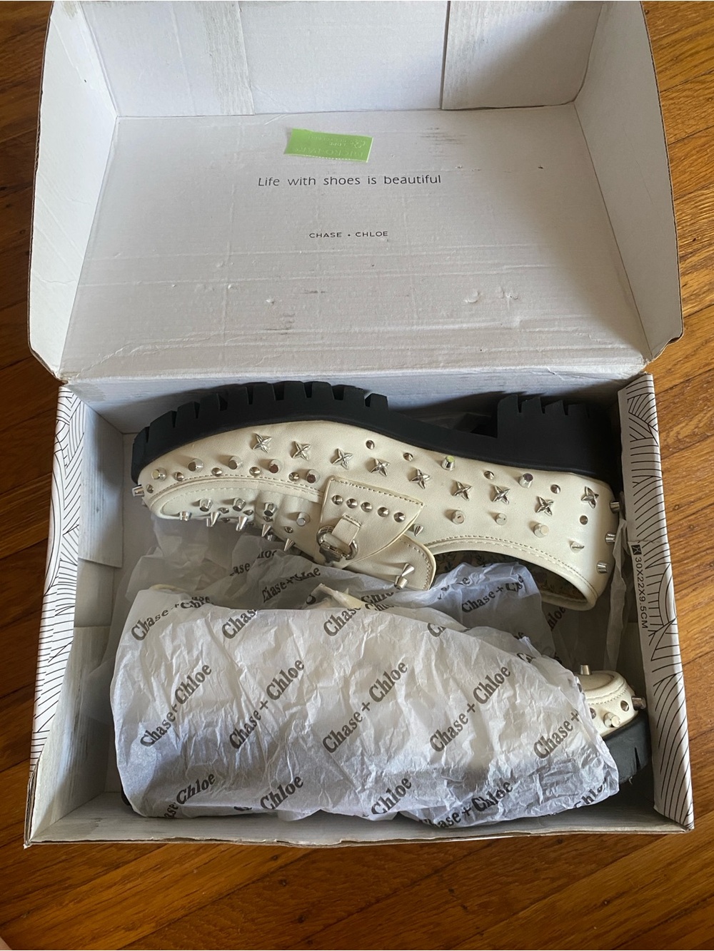 Chase + Chloe Cream Studded Platform Loafers - Picture 4 of 6